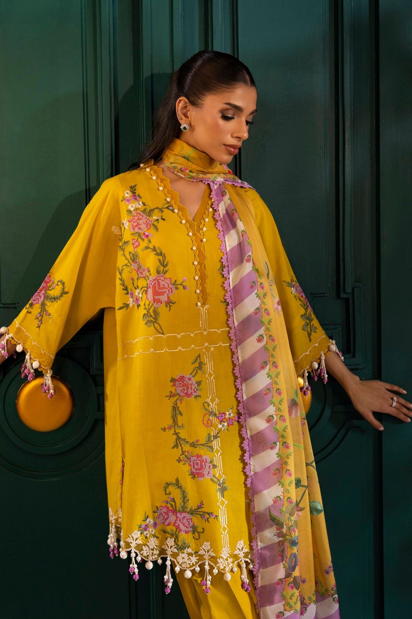 Sana Safinaz | Muzlin Spring 25 | M251-013B-3CL M Mustard Yellow Lawn