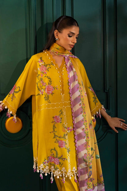 Sana Safinaz | Muzlin Spring 25 | M251-013B-3CL M Mustard Yellow Lawn
