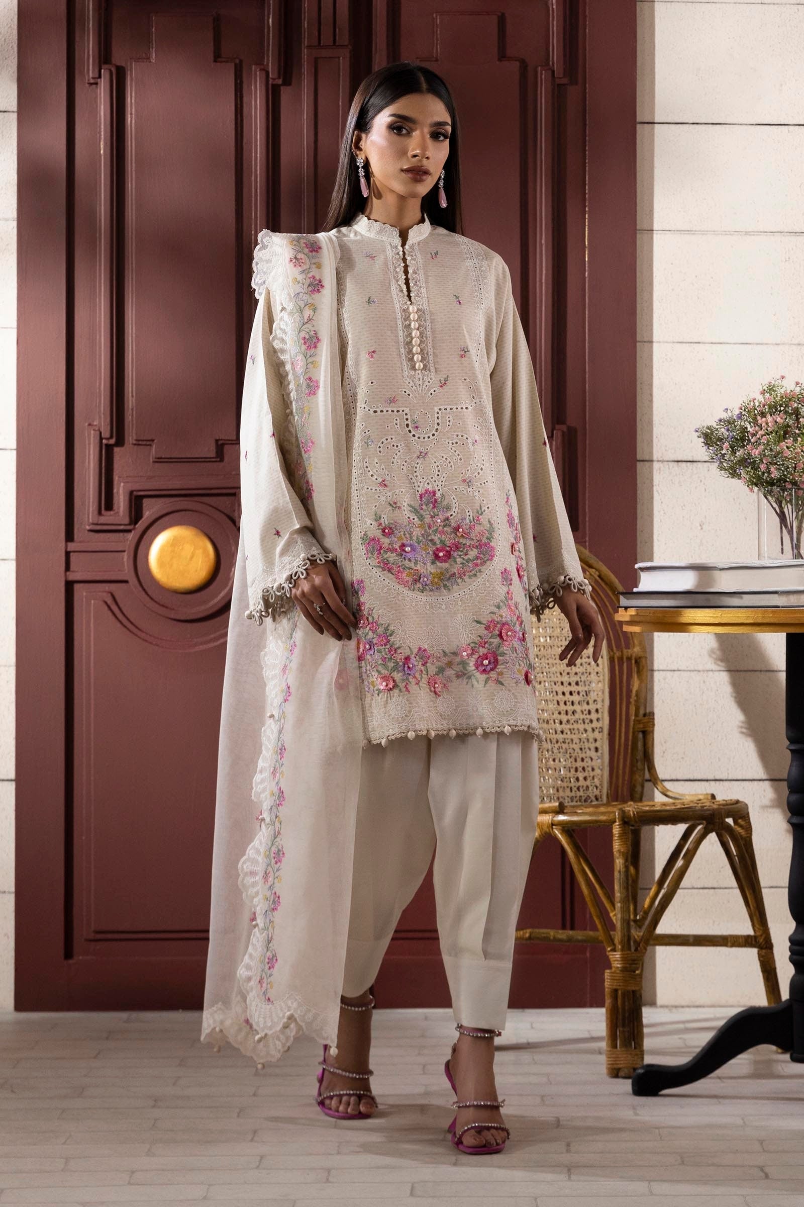 Sana Safinaz | Muzlin Spring 25 | M251-014A-3CT XS Off White Lawn