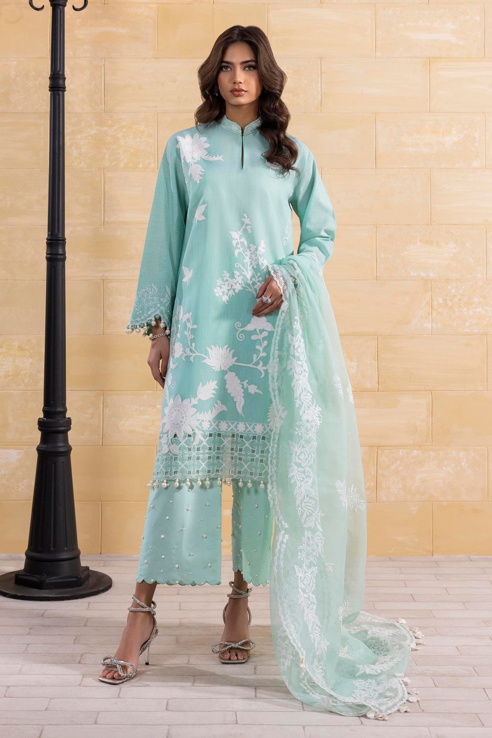 Sana Safinaz | Muzlin Spring 25 | M251-015B-3CT XS Light Ferozi Cambric