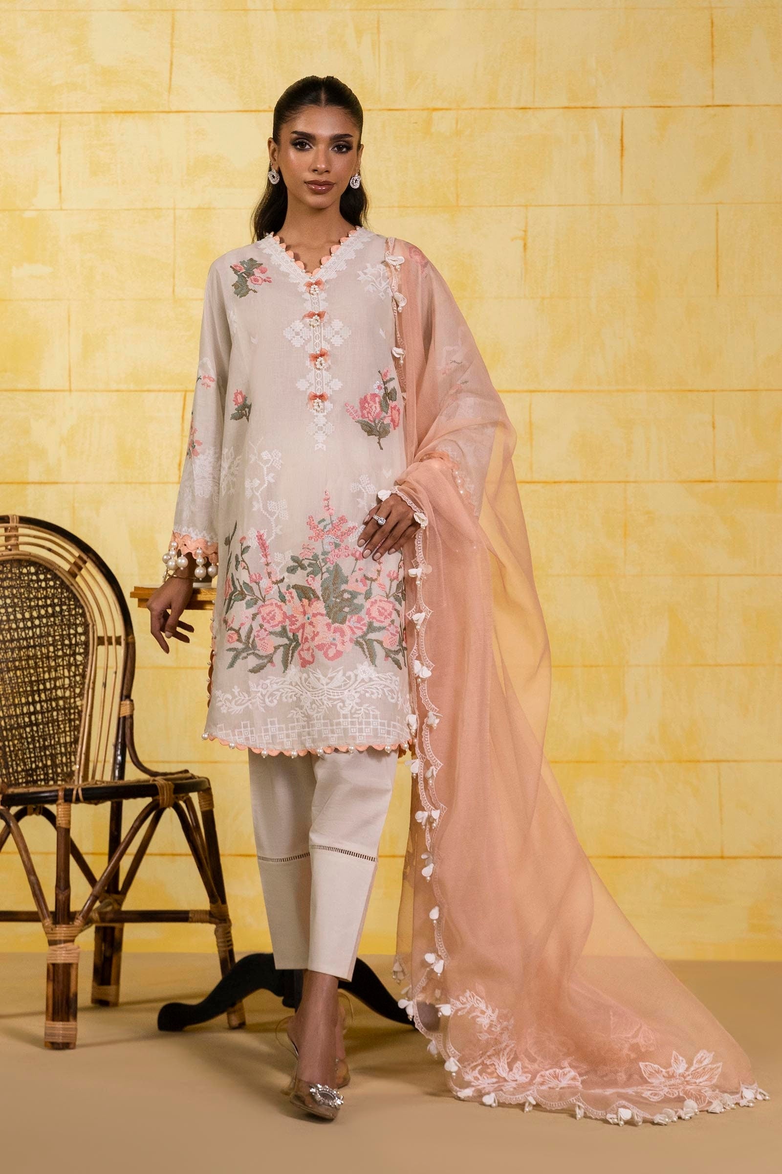 Sana Safinaz | Muzlin Spring 25 | M251-016A-3CT XS Off White Lawn
