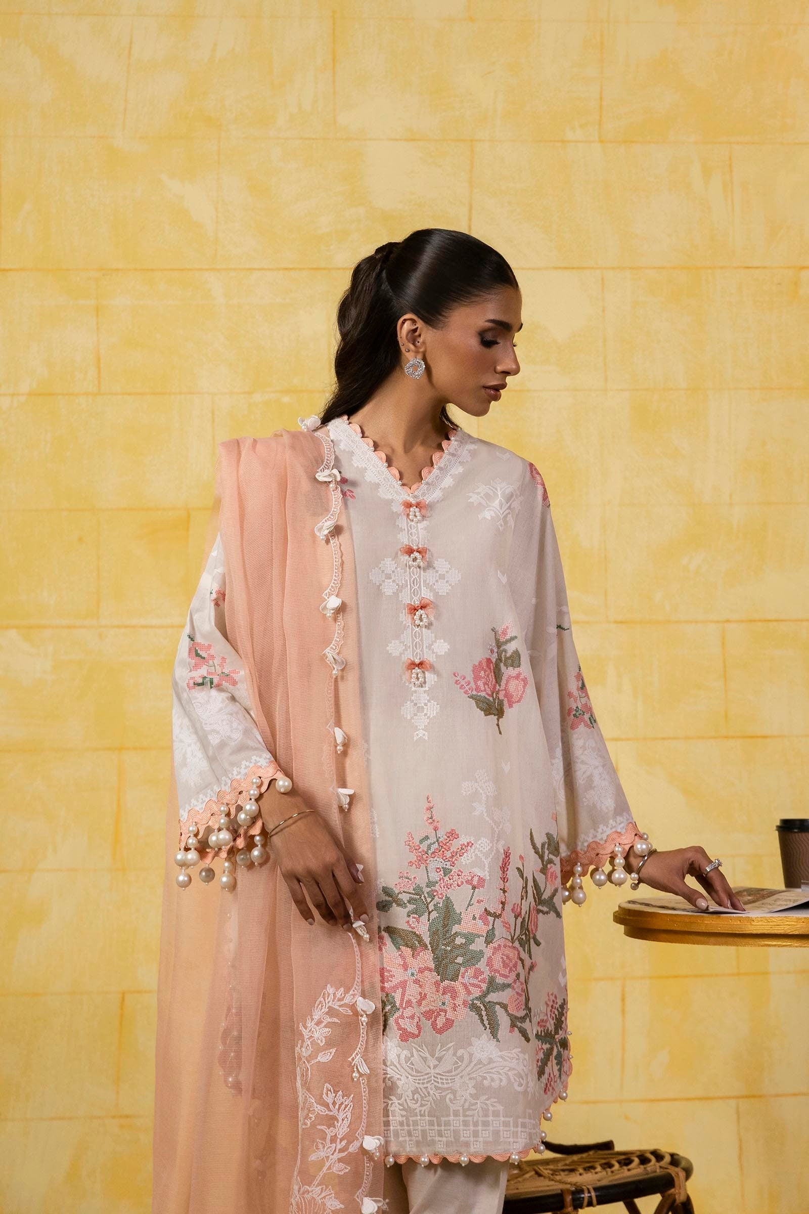 Sana Safinaz | Muzlin Spring 25 | M251-016A-3CT M Off White Lawn