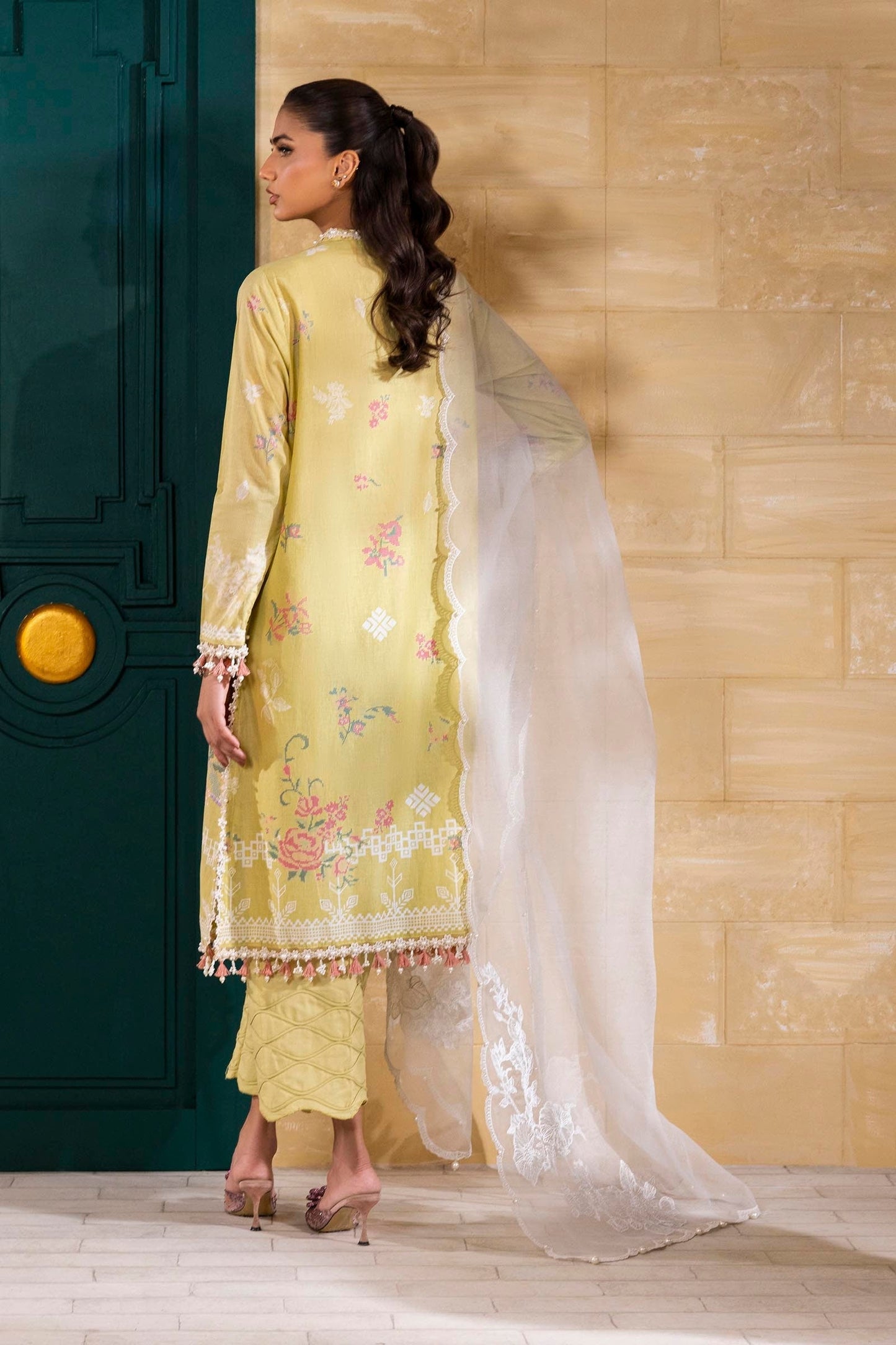 Sana Safinaz | Muzlin Spring 25 | M251-016B-3CT S Lime Yellow Lawn