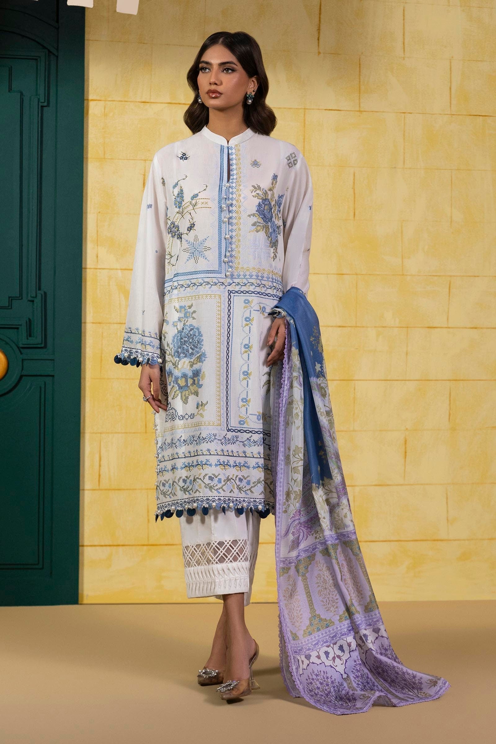 Sana Safinaz | Muzlin Spring 25 | M251-018A-3CT XS Off White Lawn