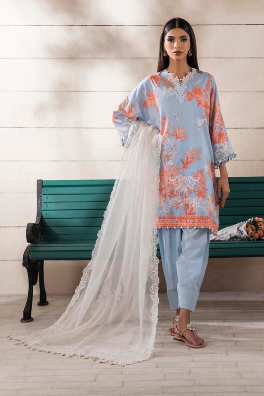 Sana Safinaz | Muzlin Spring 25 | M251-020B-3CS XS Light Blue Gray Lawn