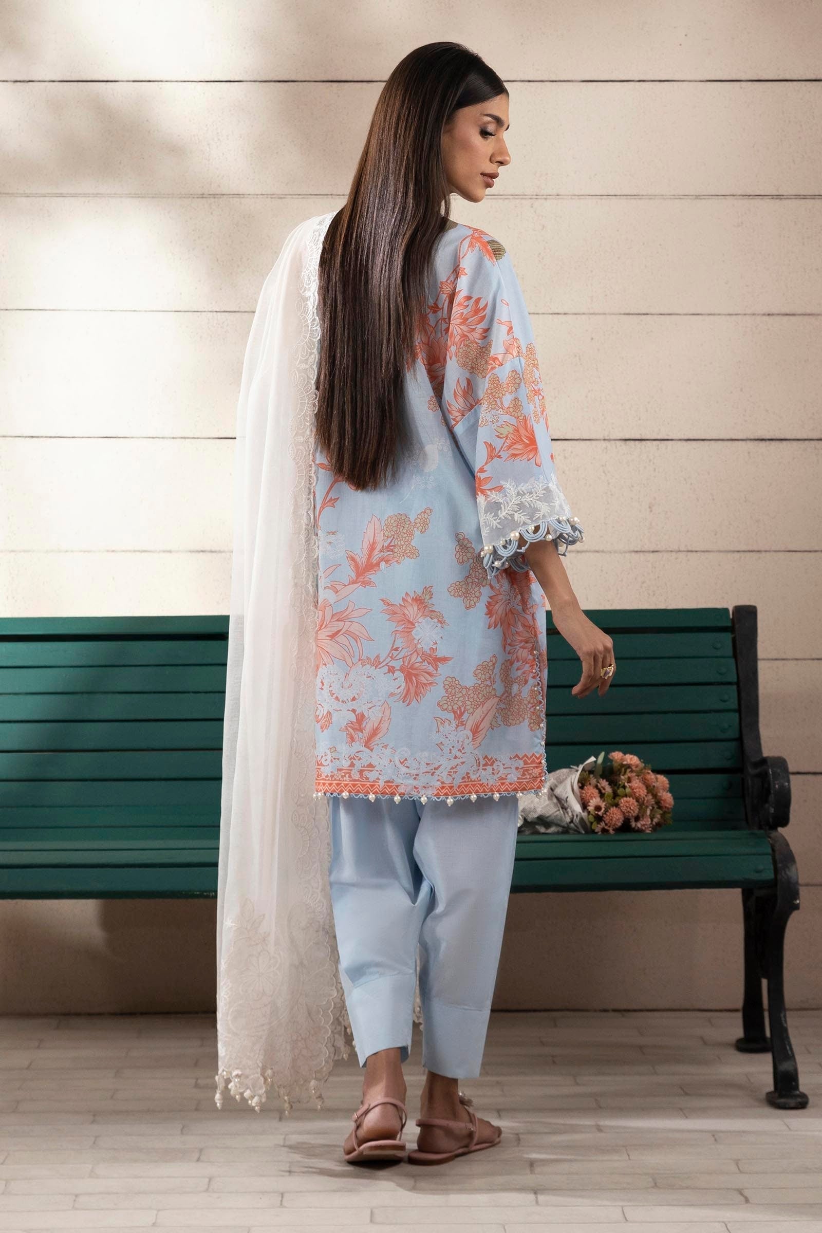 Sana Safinaz | Muzlin Spring 25 | M251-020B-3CS S Light Blue Gray Lawn