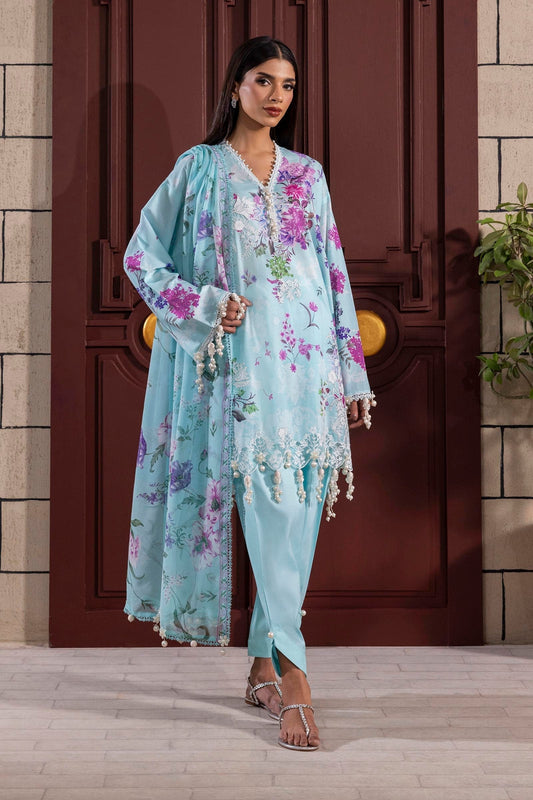 Sana Safinaz | Muzlin Spring 25 | M251-025B-3CJ XS Ice Blue Lawn