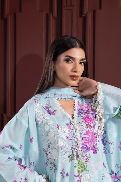 Sana Safinaz | Muzlin Spring 25 | M251-025B-3CJ M Ice Blue Lawn
