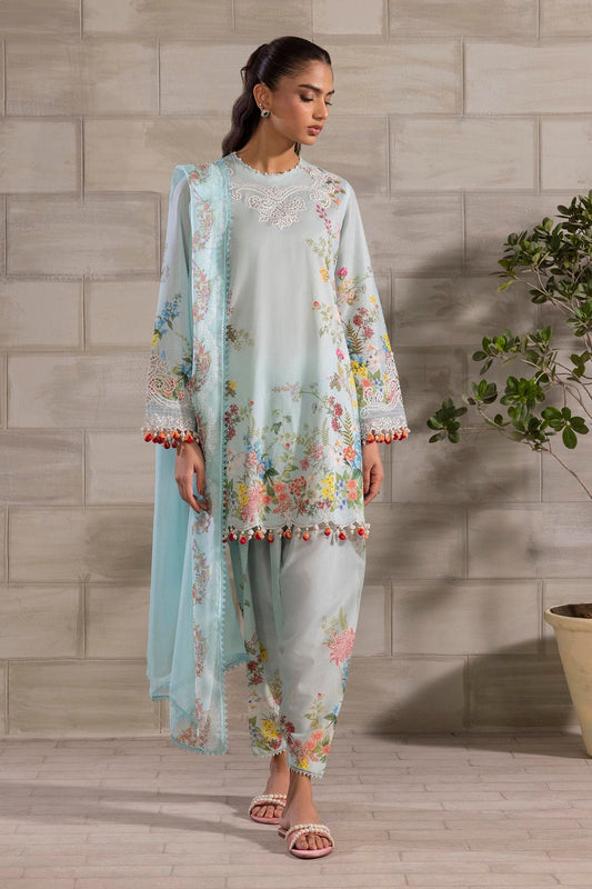 Sana Safinaz | Muzlin Spring 25 | M251-030A-3CI XS Ice Blue Lawn