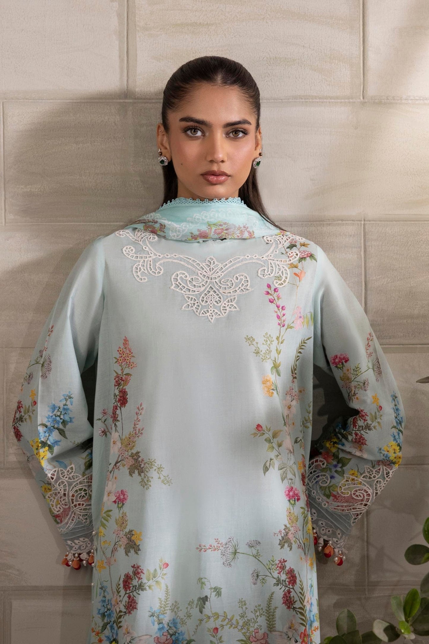 Sana Safinaz | Muzlin Spring 25 | M251-030A-3CI M Ice Blue Lawn