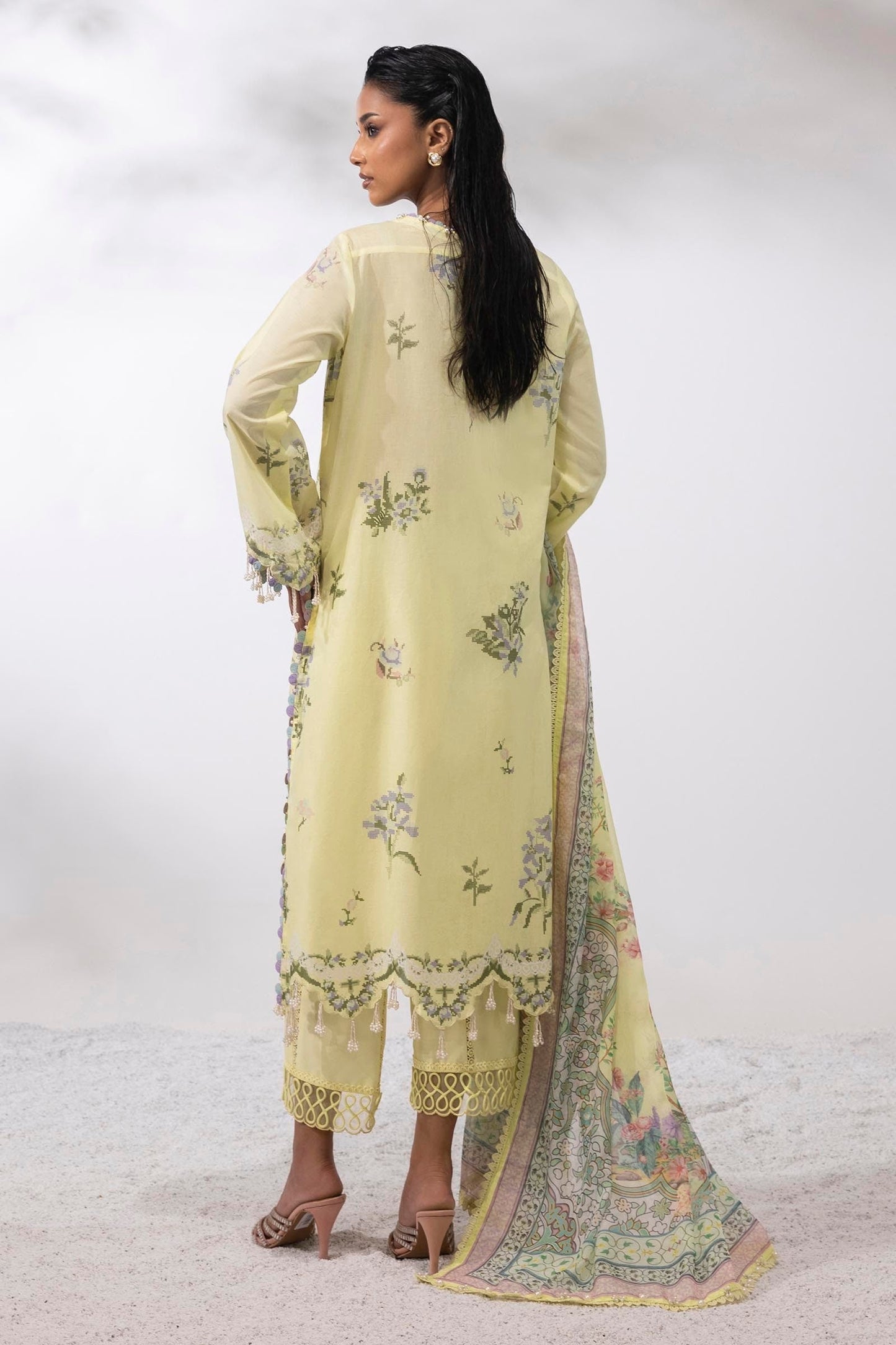 Sana Safinaz | Muzlin Summer 25 | 009A L Lime Lawn