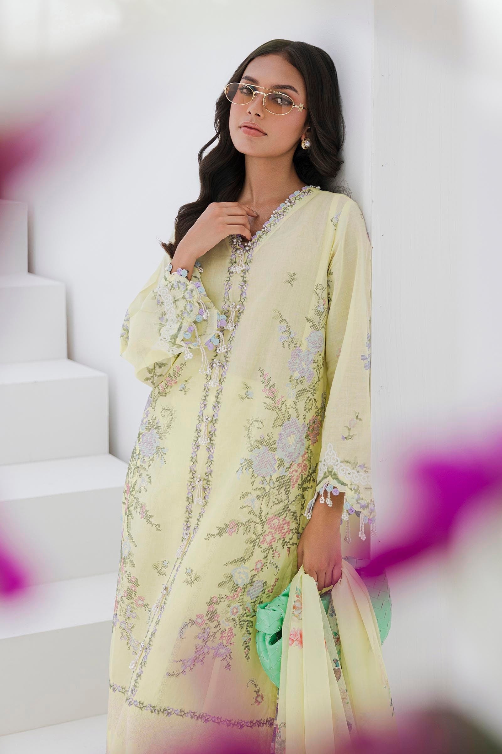 Sana Safinaz | Muzlin Summer 25 | 009A M Lime Lawn