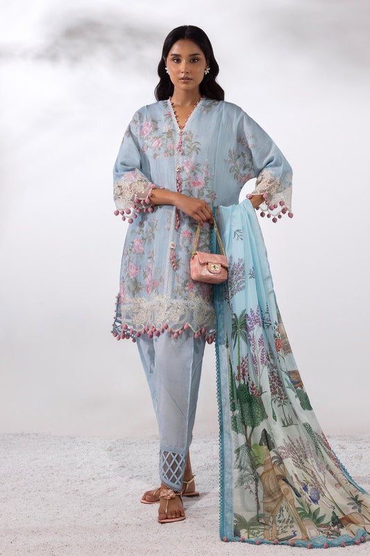 Sana Safinaz | Muzlin Summer 25 | 013A XS Sky Blue Net