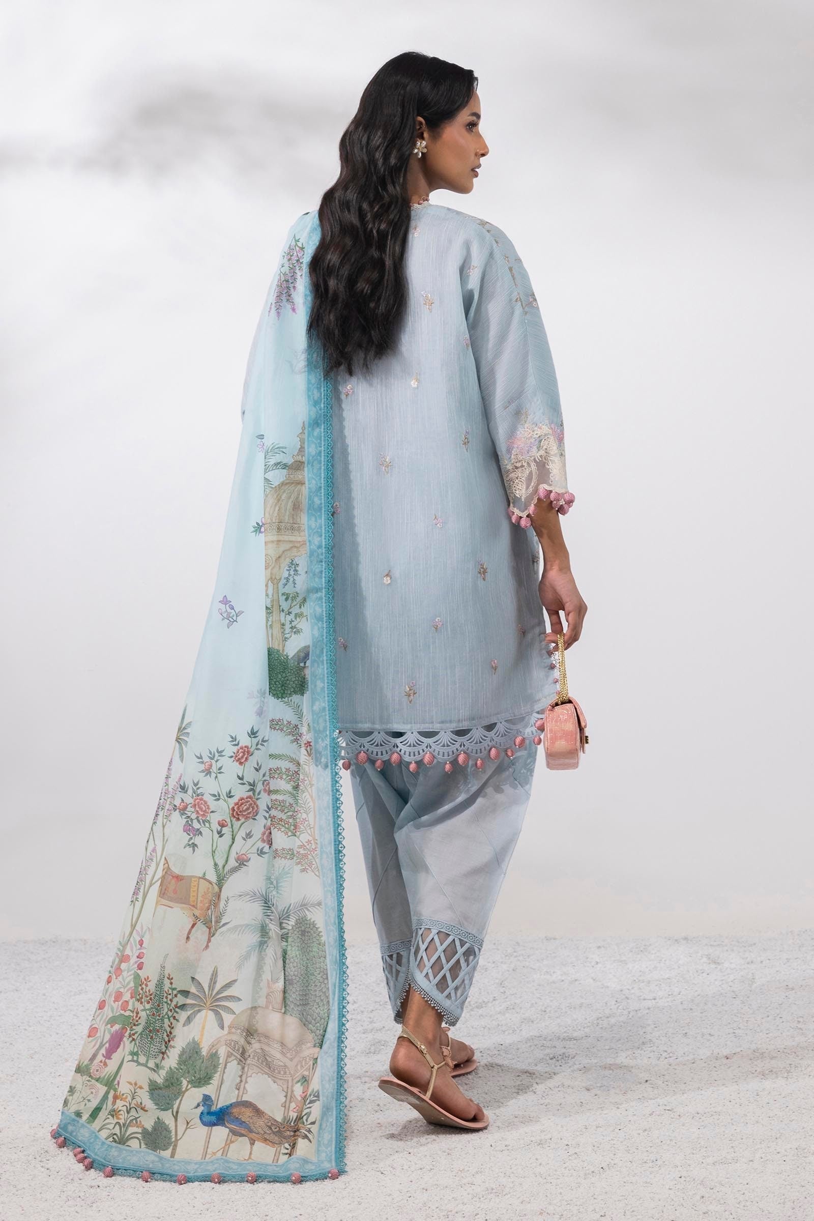Sana Safinaz | Muzlin Summer 25 | 013A S Sky Blue Net
