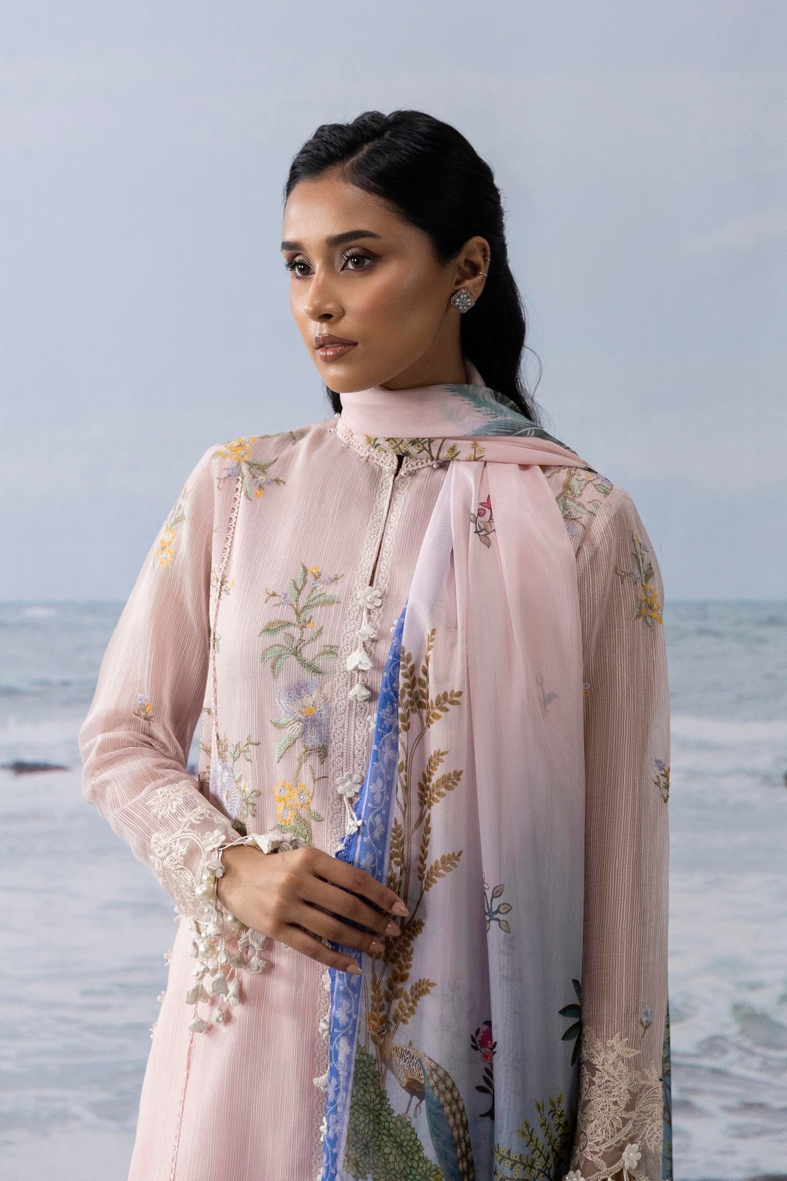 Sana Safinaz | Muzlin Summer 25 | 013B M Pale Pink Net