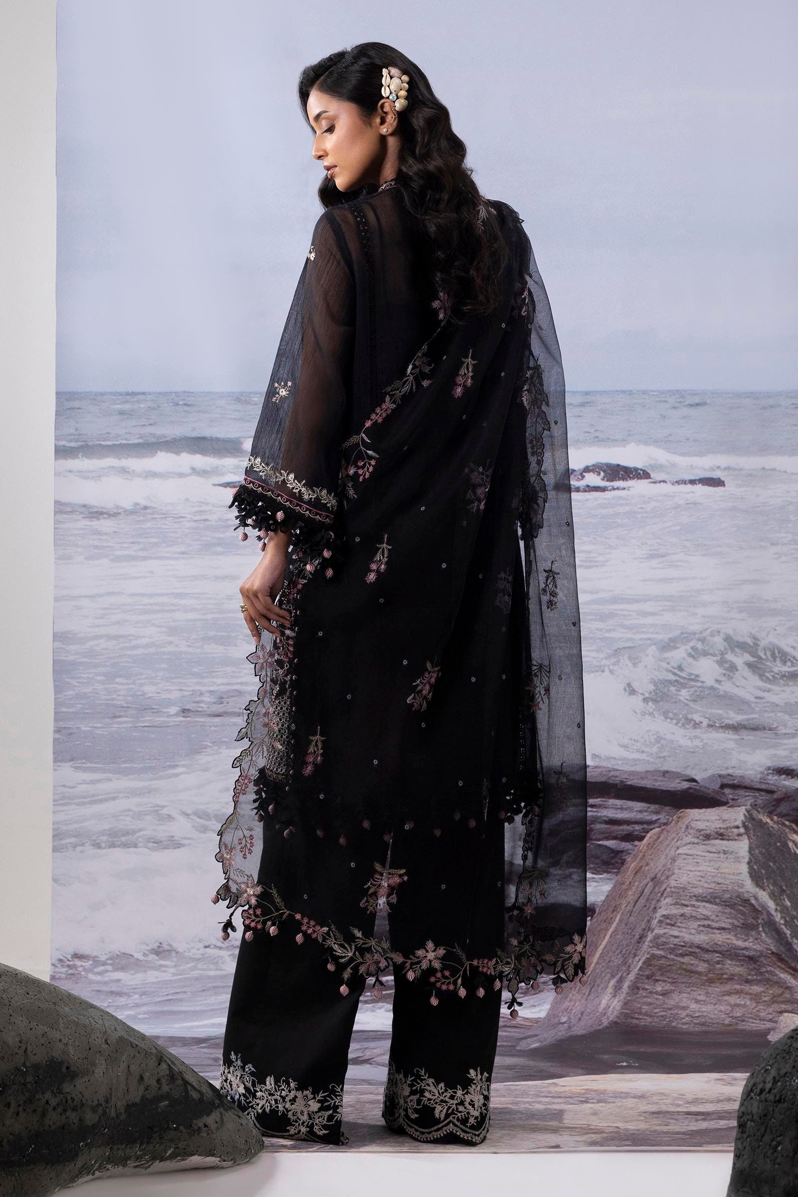 Sana Safinaz | Muzlin Summer 25 | 014A S Black Net