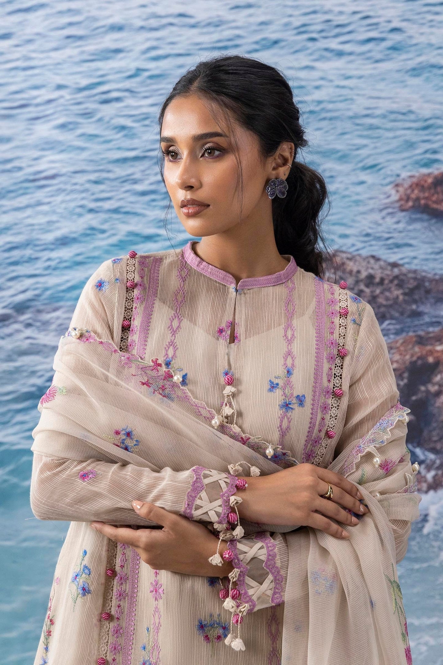 Sana Safinaz | Muzlin Summer 25 | 016A M Off White Net