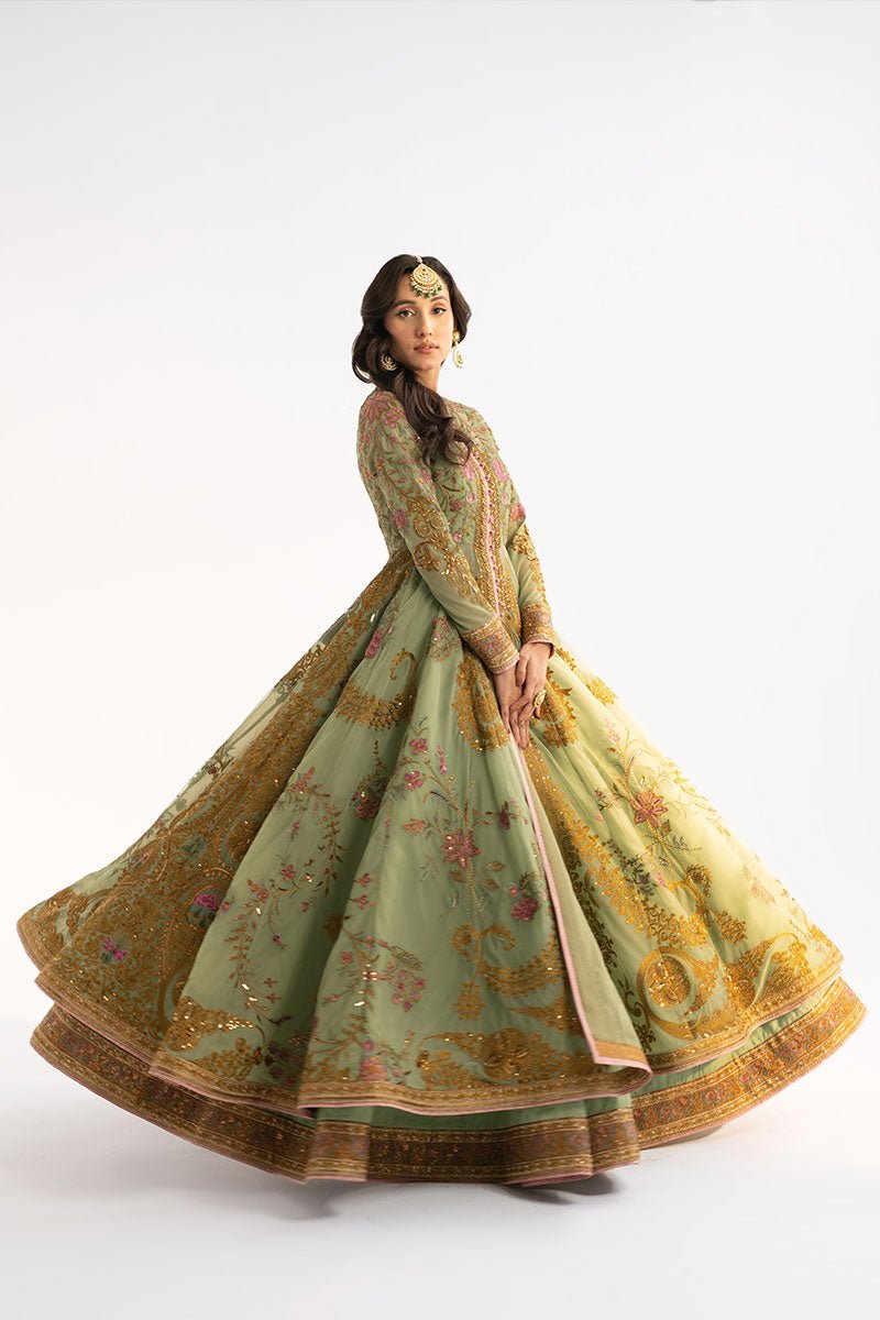 Fahad Hussayn | Ashk o Atar | MAHDIYAR Custom Size Sage Green Net