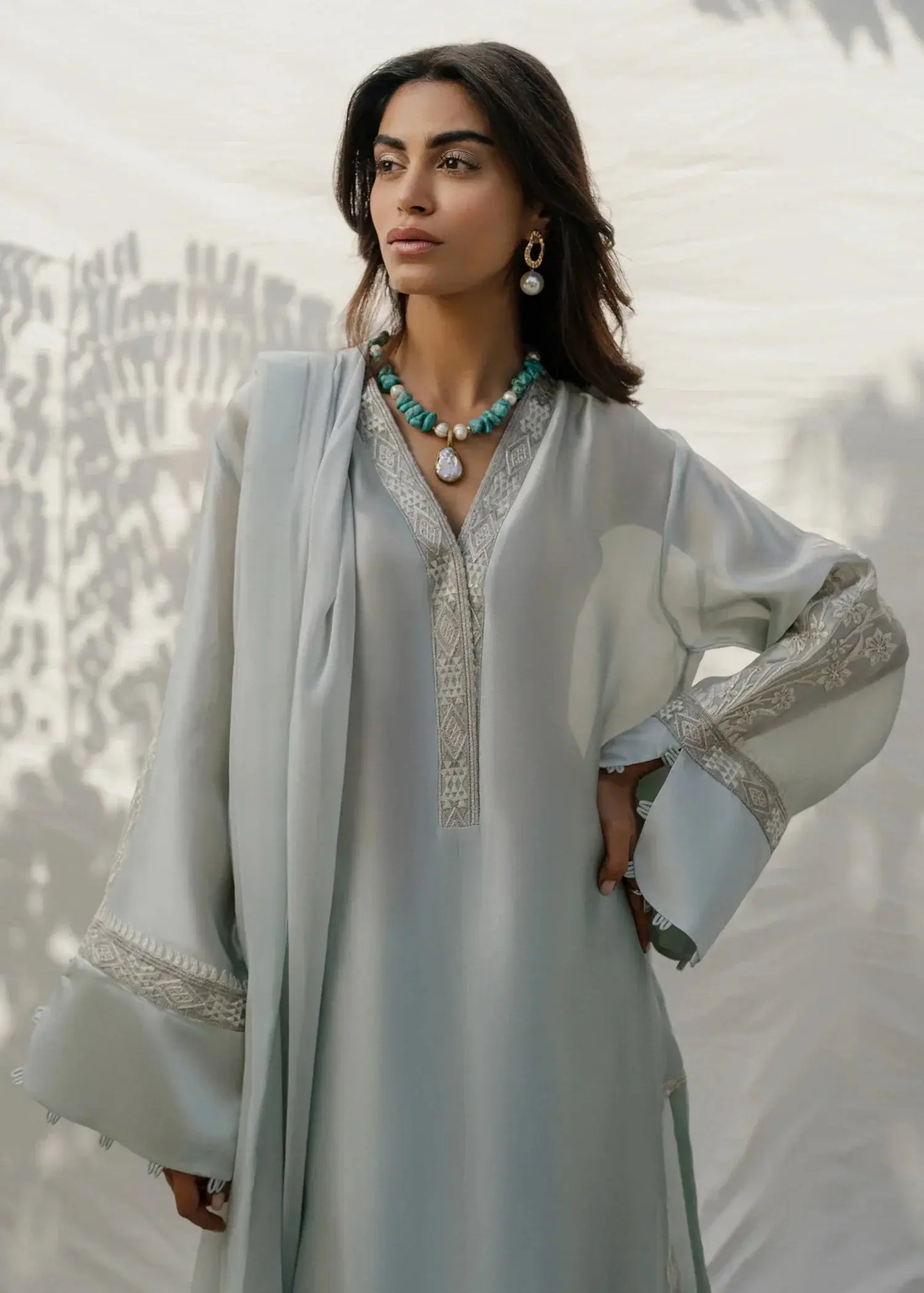 Mahgul | Eid Edit 2024 | Silver Light - Pakistani Designer Dress - by Mahgul | Type: Luxury - 100% Original at Saira Sultan