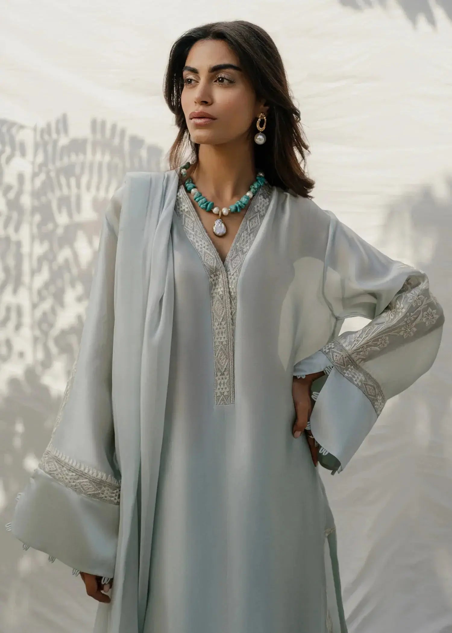 Mahgul | Eid Edit 2024 | Silver Light - Pakistani Designer Dress - by Mahgul | Type: Luxury - 100% Original at Saira Sultan