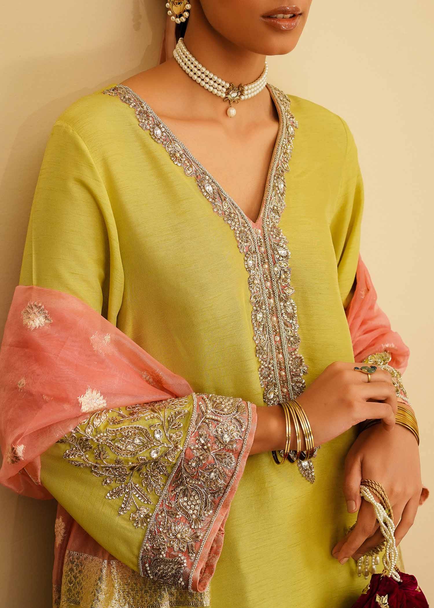 Mahgul | Eid Edit 2024 | Lemon Mint - Pakistani Designer Dress - by Mahgul | Type: Luxury - 100% Original at Saira Sultan