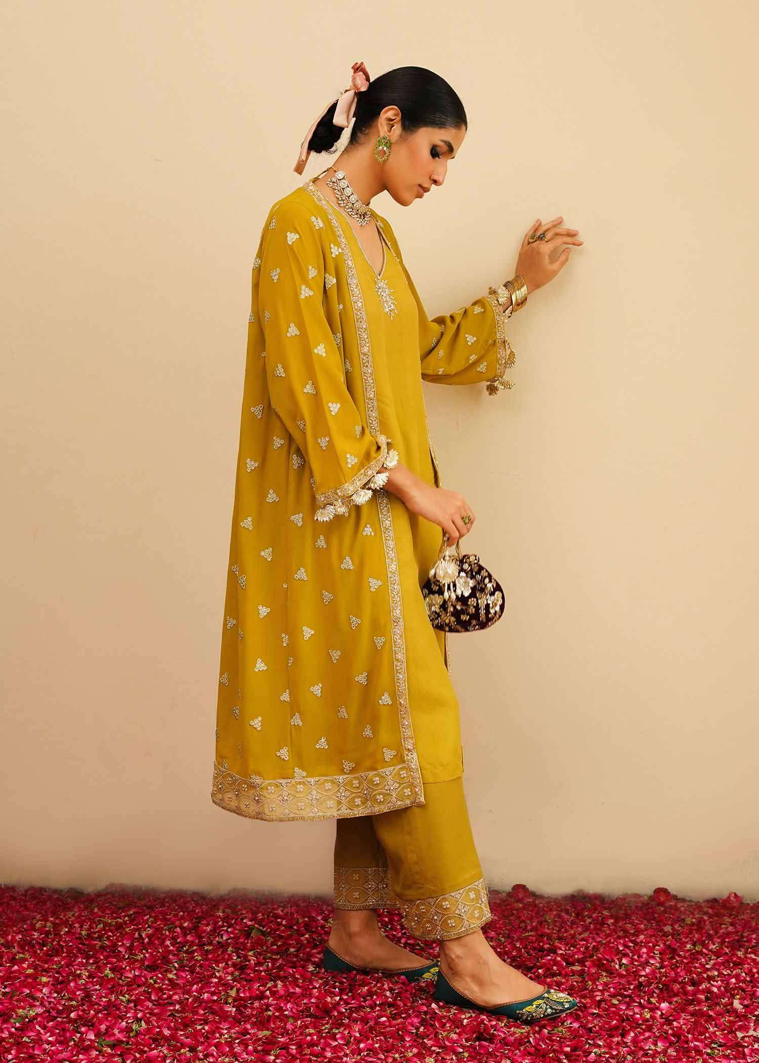 Mahgul | Eid Edit 2024 | Mustard Shine - Pakistani Designer Dress - by Mahgul | Type: Luxury - 100% Original at Saira Sultan