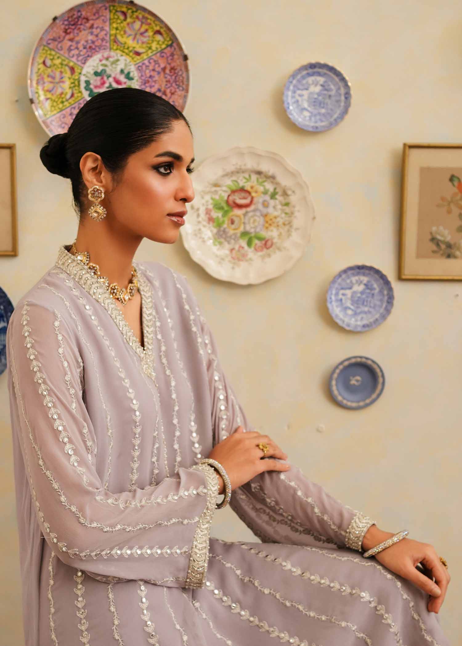 Mahgul | Eid Edit 2024 | Lavender Lines - Pakistani Designer Dress - by Mahgul | Type: Luxury - 100% Original at Saira Sultan