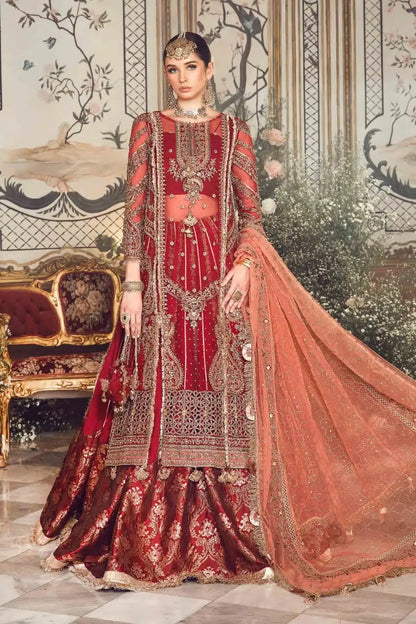 Maria B | Mbroidered Wedding Edition 23 | Maroon BD-2708 - Pakistani Designer Dress - by Maria B | Type: Bridal - 100% Original at Saira Sultan