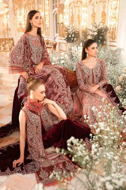 Maria B | Mbroidered Wedding Edition 23 | Salmon Pink BD-2701 - Pakistani Designer Dress - by Maria B | Type: Bridal - 100% Original at Saira Sultan