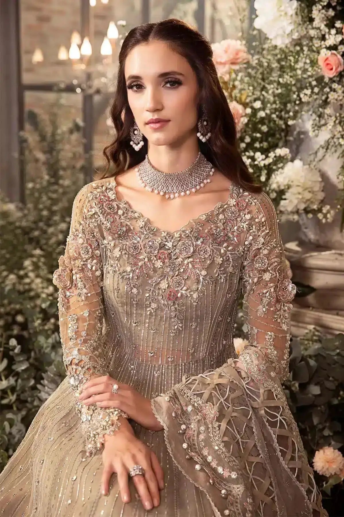 Maria B | Mbroidered Wedding Edition 23 | Grey BD-2703 - Pakistani Designer Dress - by Maria B | Type: Bridal - 100% Original at Saira Sultan
