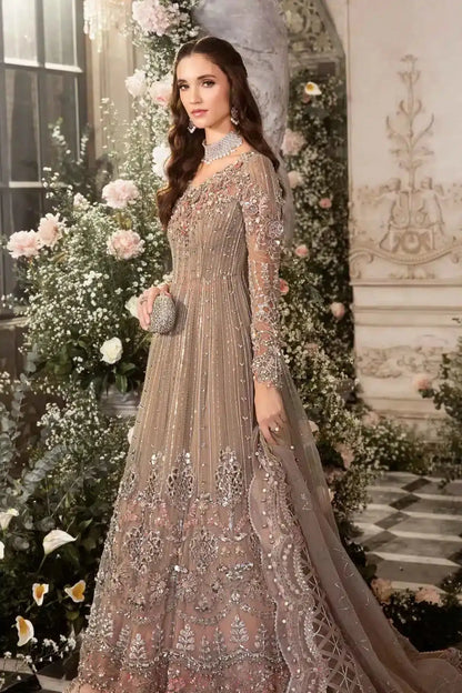 Maria B | Mbroidered Wedding Edition 23 | Grey BD-2703 - Pakistani Designer Dress - by Maria B | Type: Bridal - 100% Original at Saira Sultan