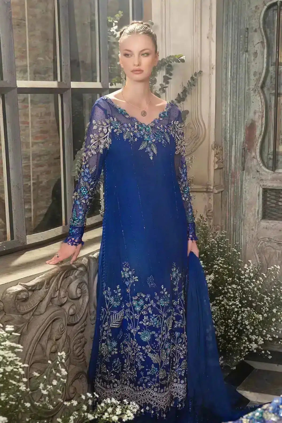 Maria B | Mbroidered Wedding Edition 23 | Cobalt Blue BD-2704 - Pakistani Designer Dress - by Maria B | Type: Bridal - 100% Original at Saira Sultan