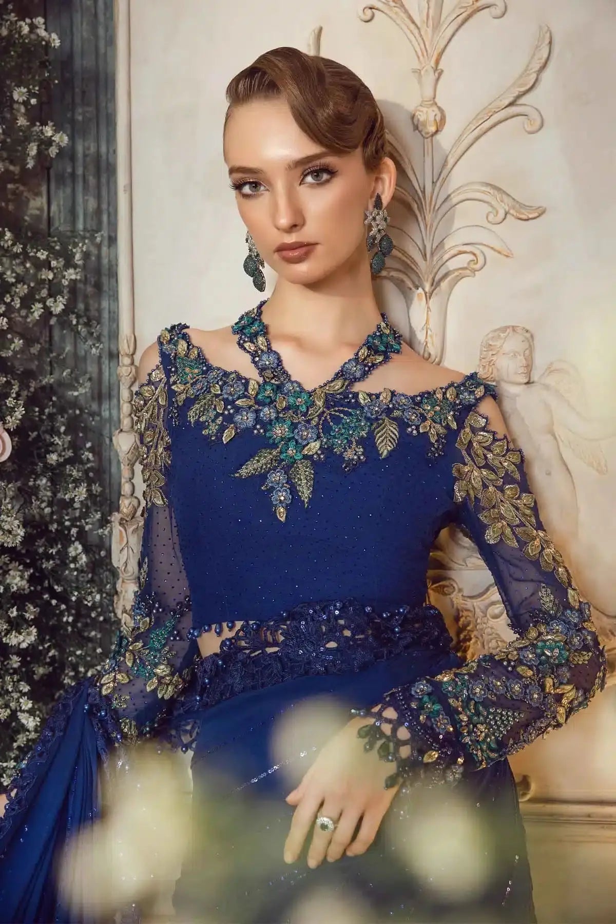Maria B | Mbroidered Wedding Edition 23 | Cobalt Blue BD-2704 - Pakistani Designer Dress - by Maria B | Type: Bridal - 100% Original at Saira Sultan