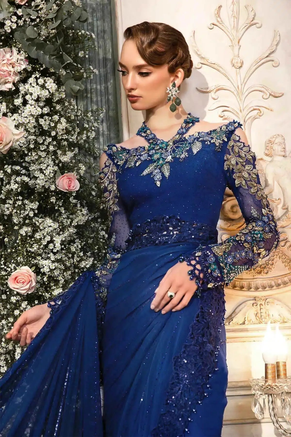 Maria B | Mbroidered Wedding Edition 23 | Cobalt Blue BD-2704 - Pakistani Designer Dress - by Maria B | Type: Bridal - 100% Original at Saira Sultan