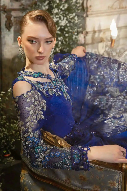 Maria B | Mbroidered Wedding Edition 23 | Cobalt Blue BD-2704 - Pakistani Designer Dress - by Maria B | Type: Bridal - 100% Original at Saira Sultan