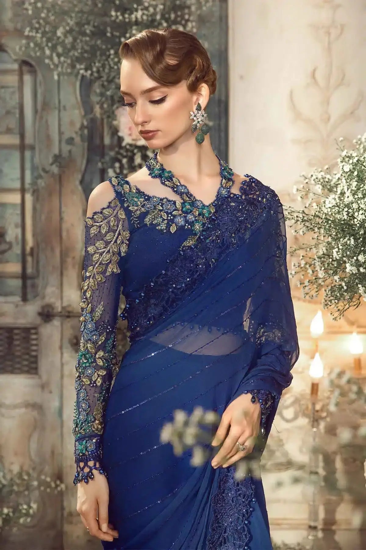 Maria B | Mbroidered Wedding Edition 23 | Cobalt Blue BD-2704 - Pakistani Designer Dress - by Maria B | Type: Bridal - 100% Original at Saira Sultan