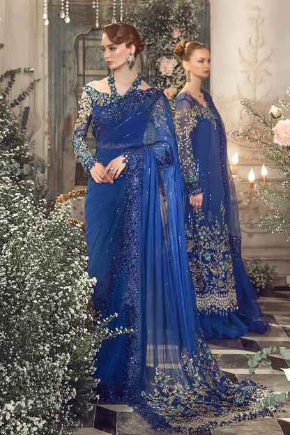 Maria B | Mbroidered Wedding Edition 23 | Cobalt Blue BD-2704 - Pakistani Designer Dress - by Maria B | Type: Bridal - 100% Original at Saira Sultan