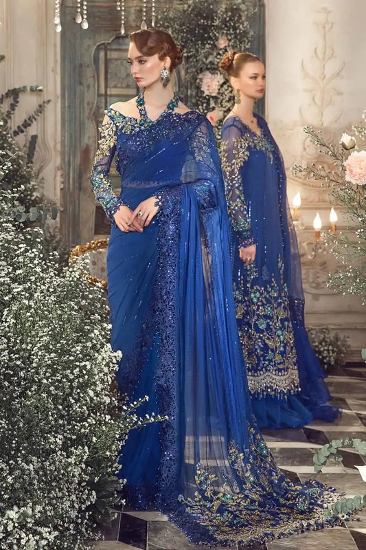 Maria B | Mbroidered Wedding Edition 23 | Cobalt Blue BD-2704 - Pakistani Designer Dress - by Maria B | Type: Bridal - 100% Original at Saira Sultan