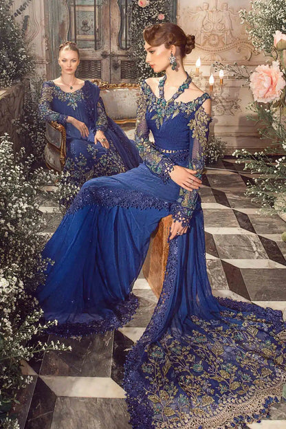 Maria B | Mbroidered Wedding Edition 23 | Cobalt Blue BD-2704 - Pakistani Designer Dress - by Maria B | Type: Bridal - 100% Original at Saira Sultan