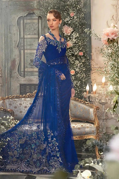 Maria B | Mbroidered Wedding Edition 23 | Cobalt Blue BD-2704 - Pakistani Designer Dress - by Maria B | Type: Bridal - 100% Original at Saira Sultan