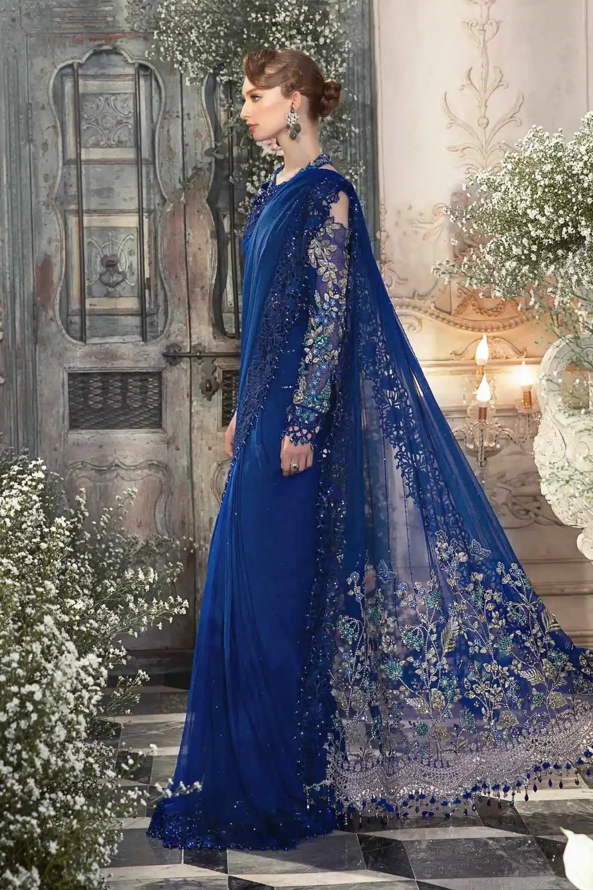 Maria B | Mbroidered Wedding Edition 23 | Cobalt Blue BD-2704 - Pakistani Designer Dress - by Maria B | Type: Bridal - 100% Original at Saira Sultan