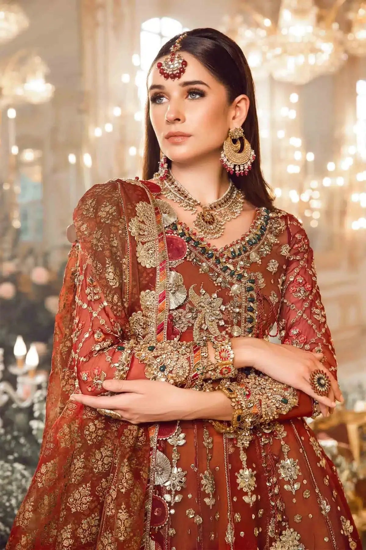 Maria B | Mbroidered Wedding Edition 23 | Maroon BD-2705 - Pakistani Designer Dress - by Maria B | Type: Bridal - 100% Original at Saira Sultan