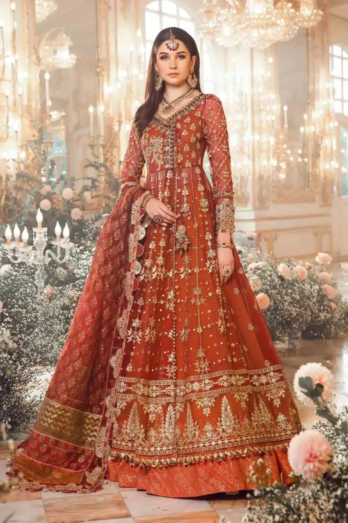 Maria B | Mbroidered Wedding Edition 23 | Maroon BD-2705 - Pakistani Designer Dress - by Maria B | Type: Bridal - 100% Original at Saira Sultan