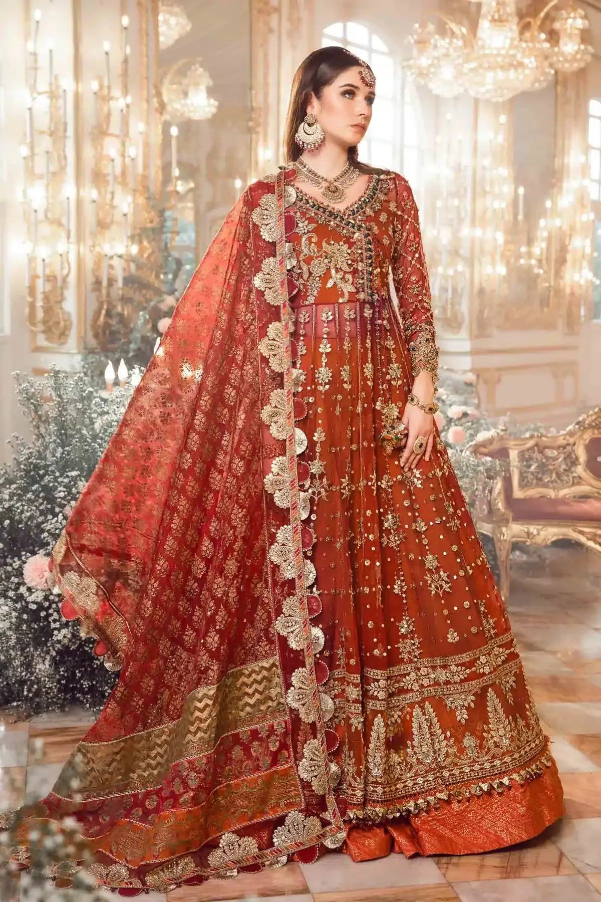 Maria B | Mbroidered Wedding Edition 23 | Maroon BD-2705 - Pakistani Designer Dress - by Maria B | Type: Bridal - 100% Original at Saira Sultan
