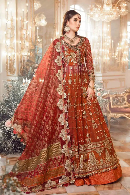 Maria B | Mbroidered Wedding Edition 23 | Maroon BD-2705 - Pakistani Designer Dress - by Maria B | Type: Bridal - 100% Original at Saira Sultan