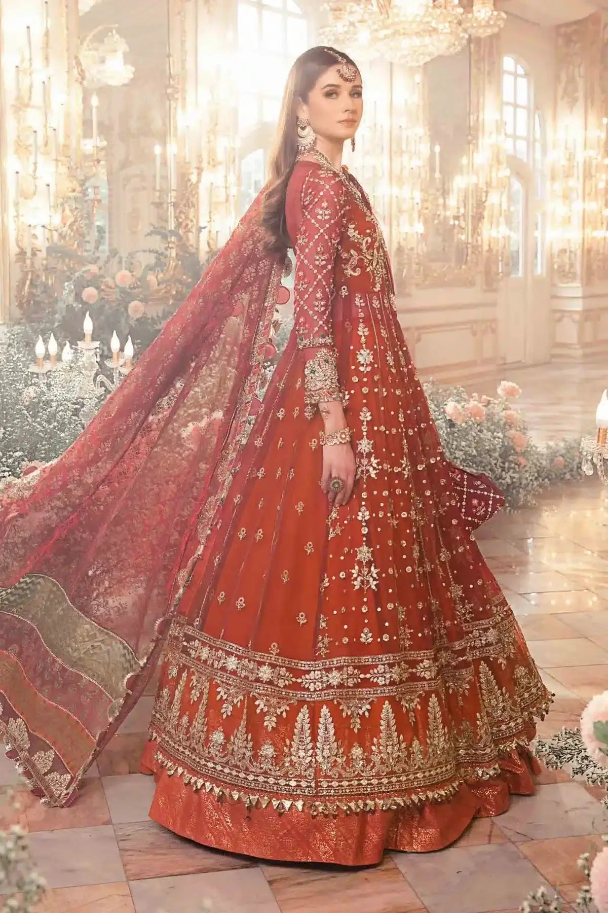 Maria B | Mbroidered Wedding Edition 23 | Maroon BD-2705 - Pakistani Designer Dress - by Maria B | Type: Bridal - 100% Original at Saira Sultan