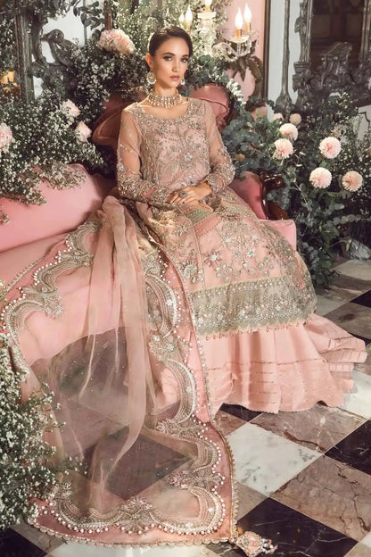 Maria B | Mbroidered Wedding Edition 23 | Pastel Pink BD-2706 - Pakistani Designer Dress - by Maria B | Type: Bridal - 100% Original at Saira Sultan