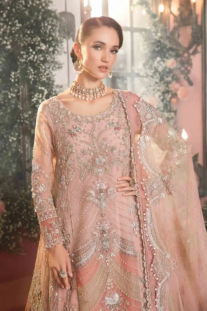 Maria B | Mbroidered Wedding Edition 23 | Pastel Pink BD-2706 - Pakistani Designer Dress - by Maria B | Type: Bridal - 100% Original at Saira Sultan