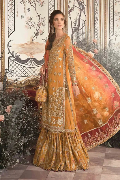 Maria B | Mbroidered Wedding Edition 23 | Mustard BD-2707 - Pakistani Designer Dress - by Maria B | Type: Bridal - 100% Original at Saira Sultan