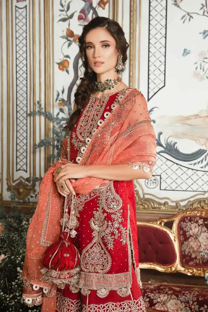 Maria B | Mbroidered Wedding Edition 23 | Maroon BD-2708 - Pakistani Designer Dress - by Maria B | Type: Bridal - 100% Original at Saira Sultan